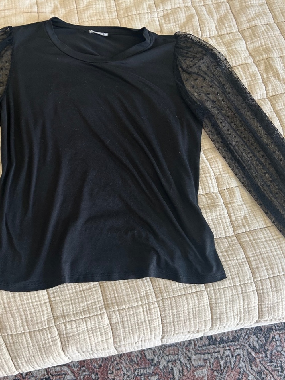 Lace sleeves black top